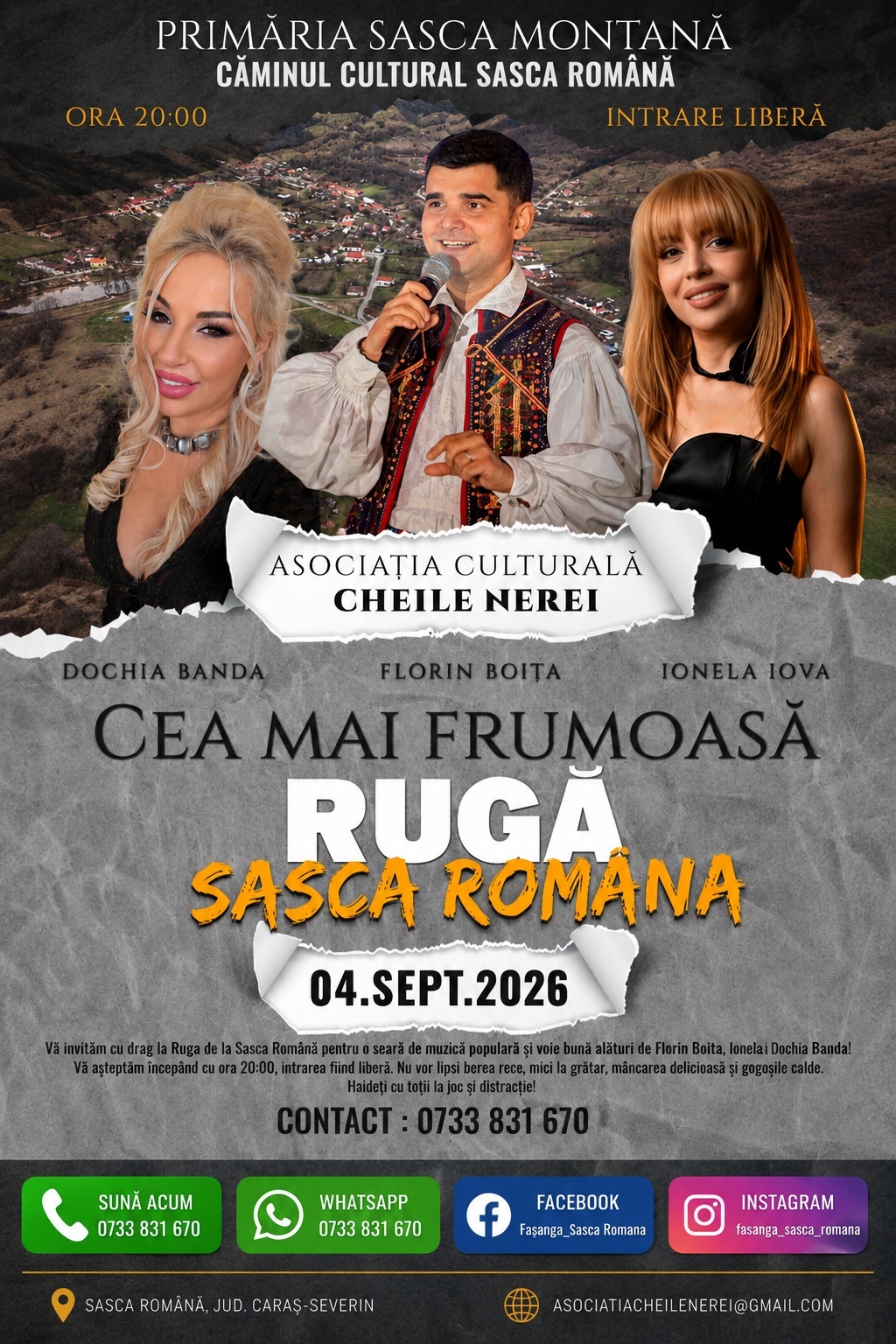 Ruga Sasca Română, 4 septembrie 2026, organizată de Asociația Culturală Cheile Nerei